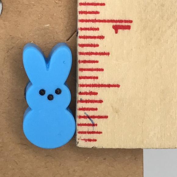 Blue Bunny Shaped Peep Stud Earrings - Picture 2 of 3